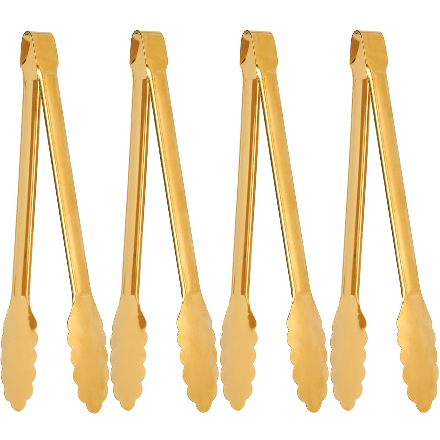 4 Pack Serving Tongs 12 Inch Salad Tongs Buffet Tongs Stainless Steel Food Tong Serving Utensils for Buffet Wedding Party Catering (12 Inch Gold)