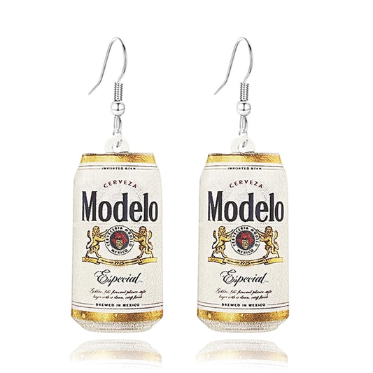WCRAZYE Funny Beer Bottle Earrings Beer Mug Earrings for Women Drinks Bottle Drop Dangle Earrings Beer Glass Mug Can Earrings Creative Funny Food Jewelry (White)