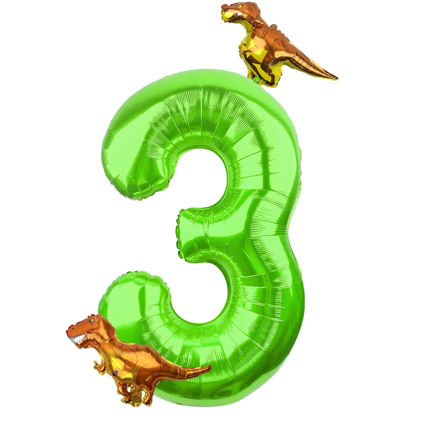 Dinosaur Green Giant Number 3 Foil Balloon