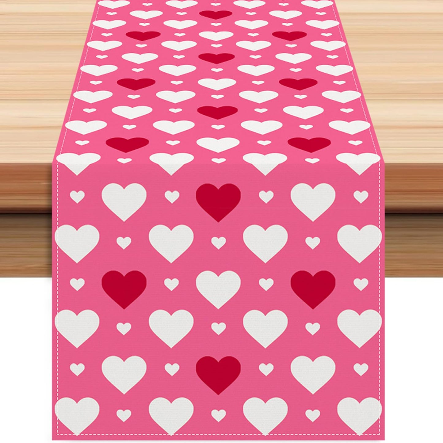 Valentines Day Table Runner - Red & White Love Pink Table Runner  Seasonal Kitchen Dining Table Decoration for Indoor Home Party 13x72 Inch