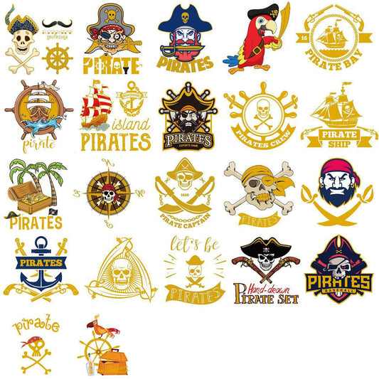 Glitter Pirate Temporary Tattoos – 22 Sheets