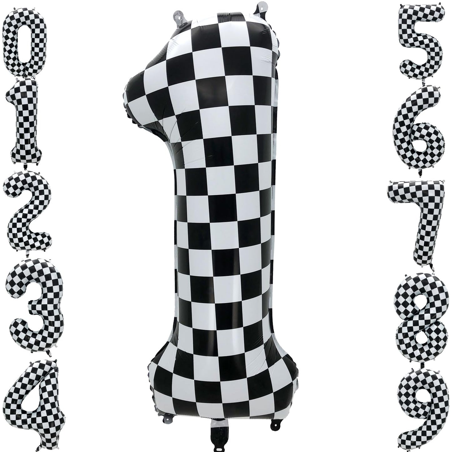 Checkered Race Car Number 1 Giant Foil Balloon - 42 Inch