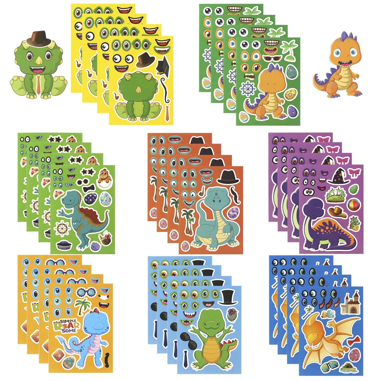 Make-Your-Own Dinosaur Sticker Sheets – 32 Pack
