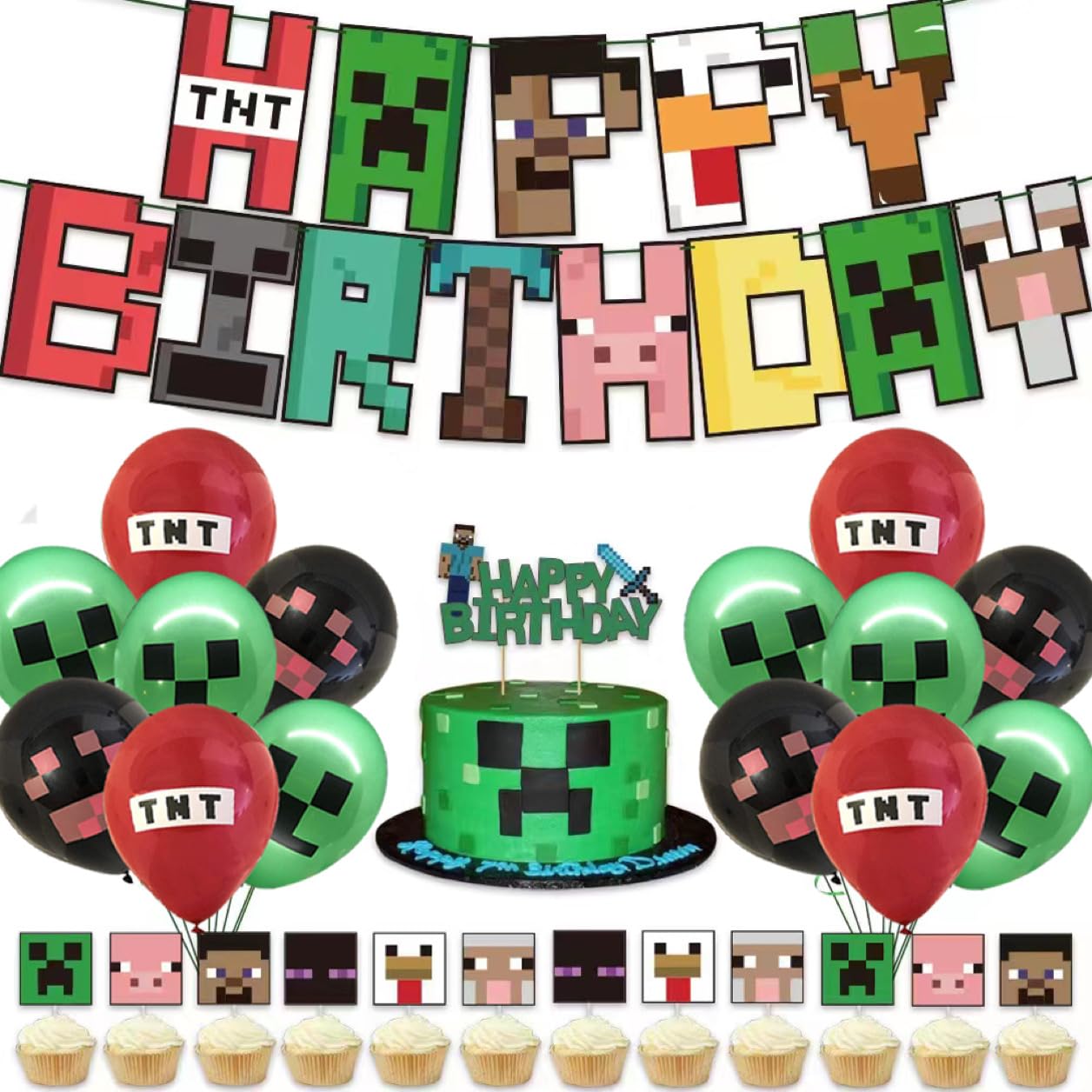 Pixel Birthday Party Decoration Set - 45 ct
