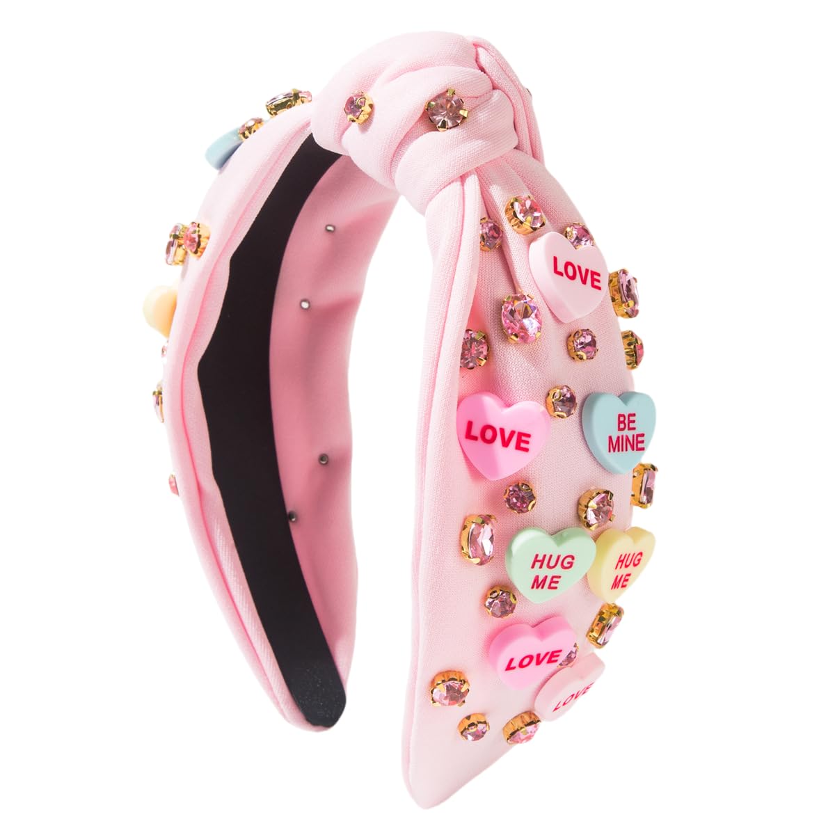 Pink Rhinestone Crystal LOVE Heart Knotted Valentine's Day Headband