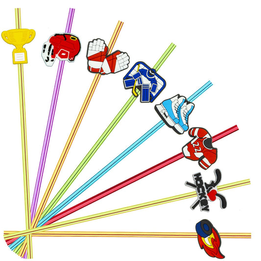 Ice Hockey Reusable Party Straws – 24 Pack, 6 Colours