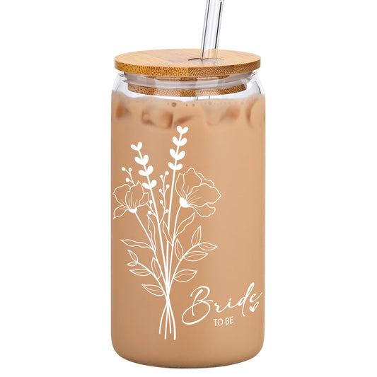 Bride to Be Glass Cup with Bamboo Lid
