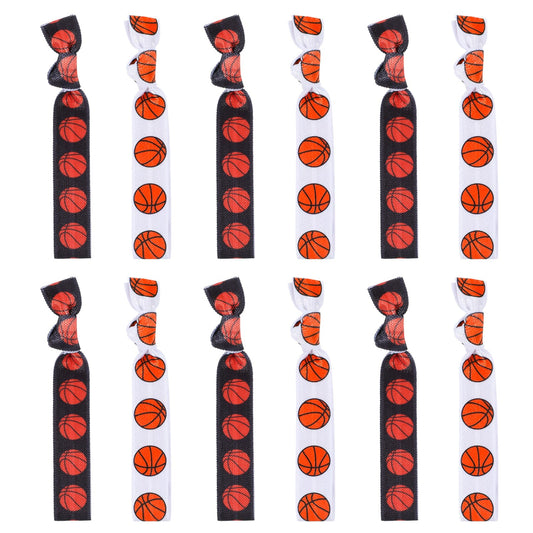Basketball Hair Ties Elastic Ponytail Holders - 12 ct