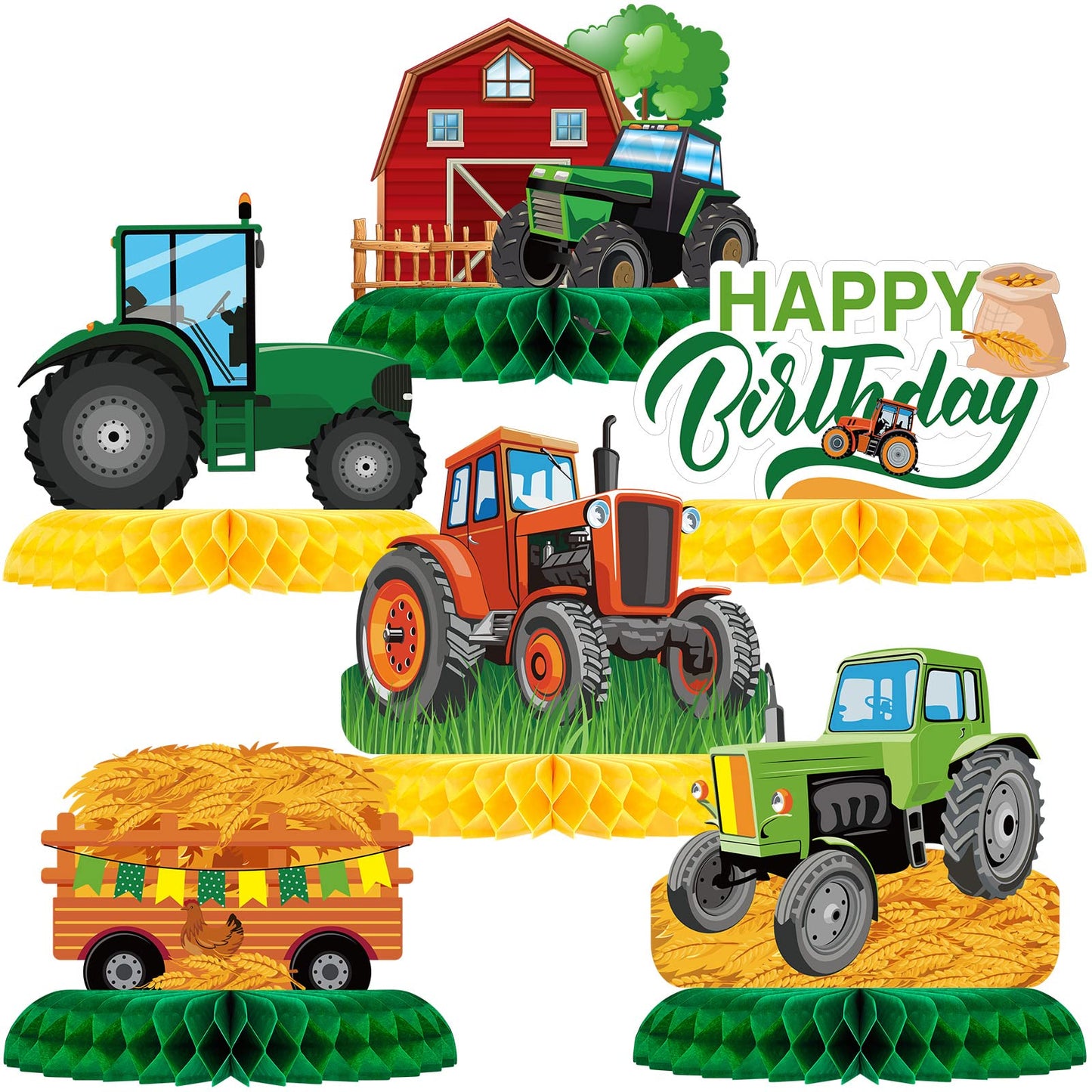 Tractor Honeycomb Table Centrepiece Set – 6 Piece