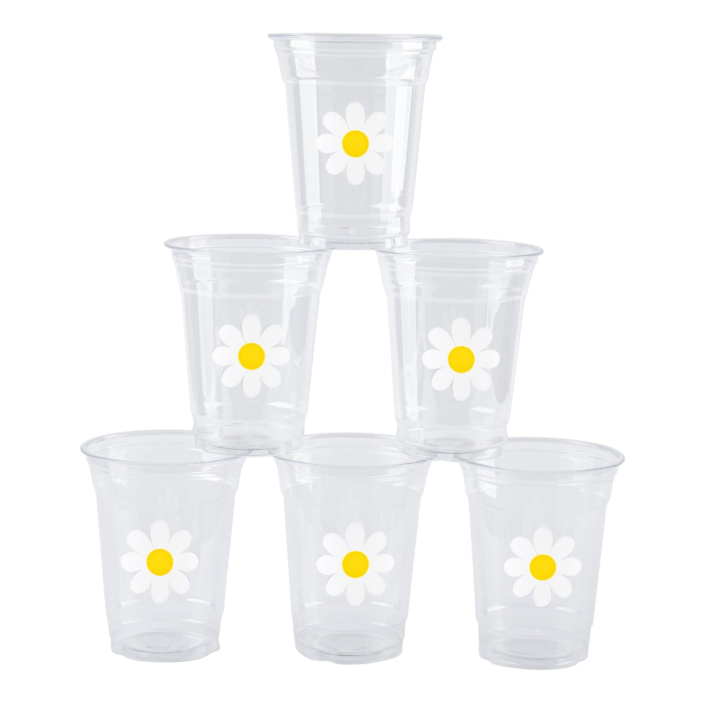 Daisy Boho Groovy Disposable Plastic Party Cups 12oz – 100 Pack