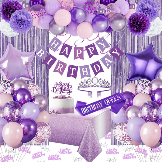 Purple & Pink Birthday Party Decorations Kit