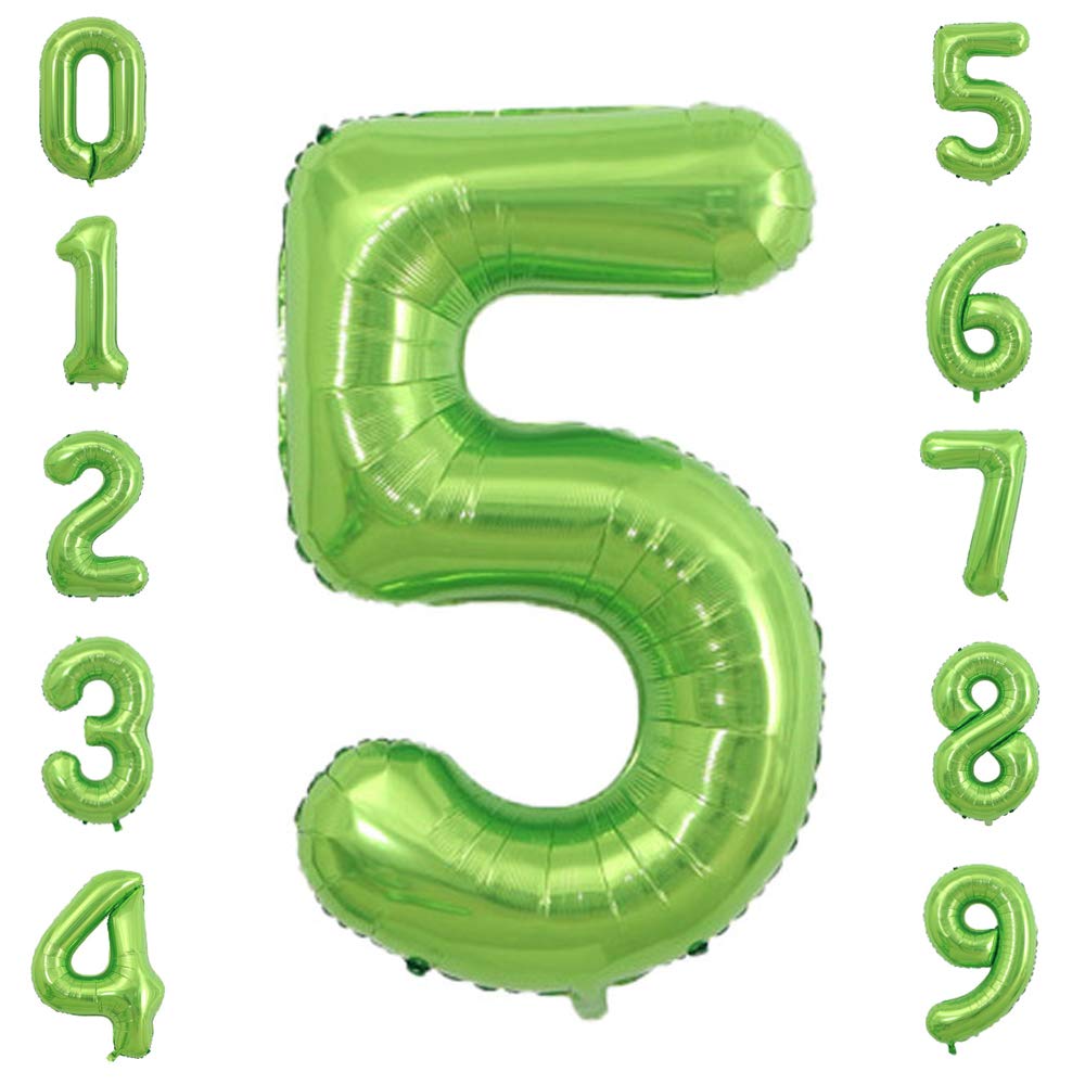 Green Number 5 Giant Foil Birthday Balloon – 40 Inch