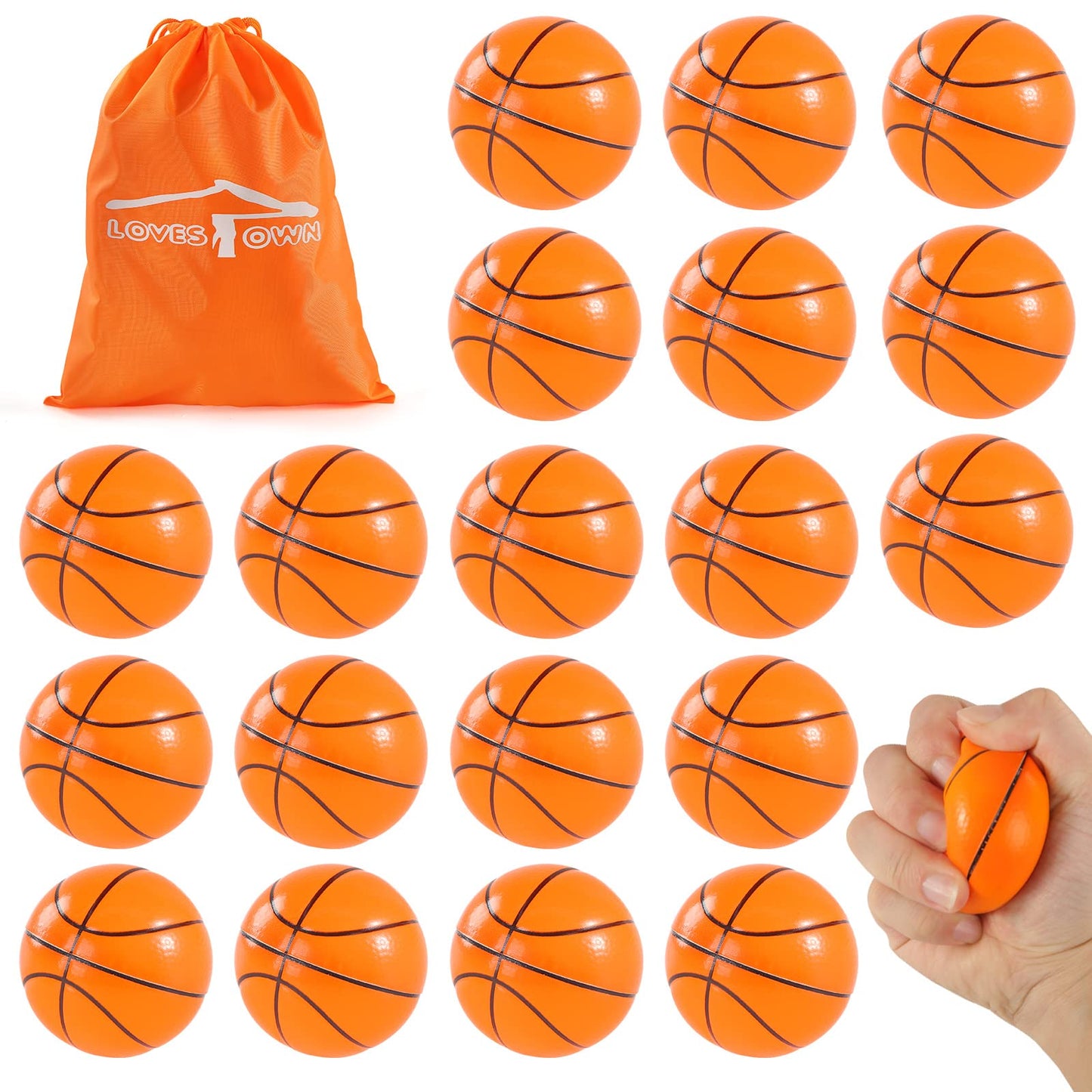 Mini Basketball Foam Stress Balls Party Favours – 20 Pack