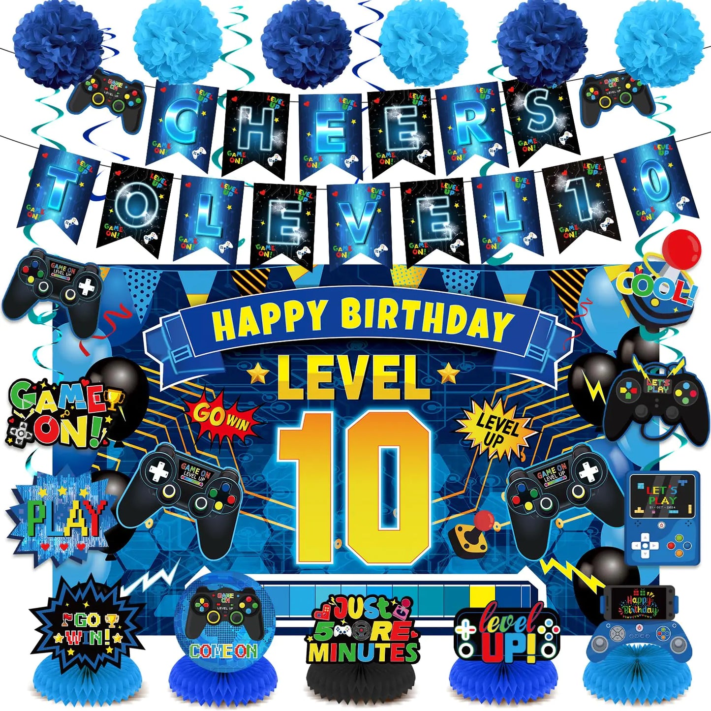 Level 10 Gamer Birthday Decoration Set