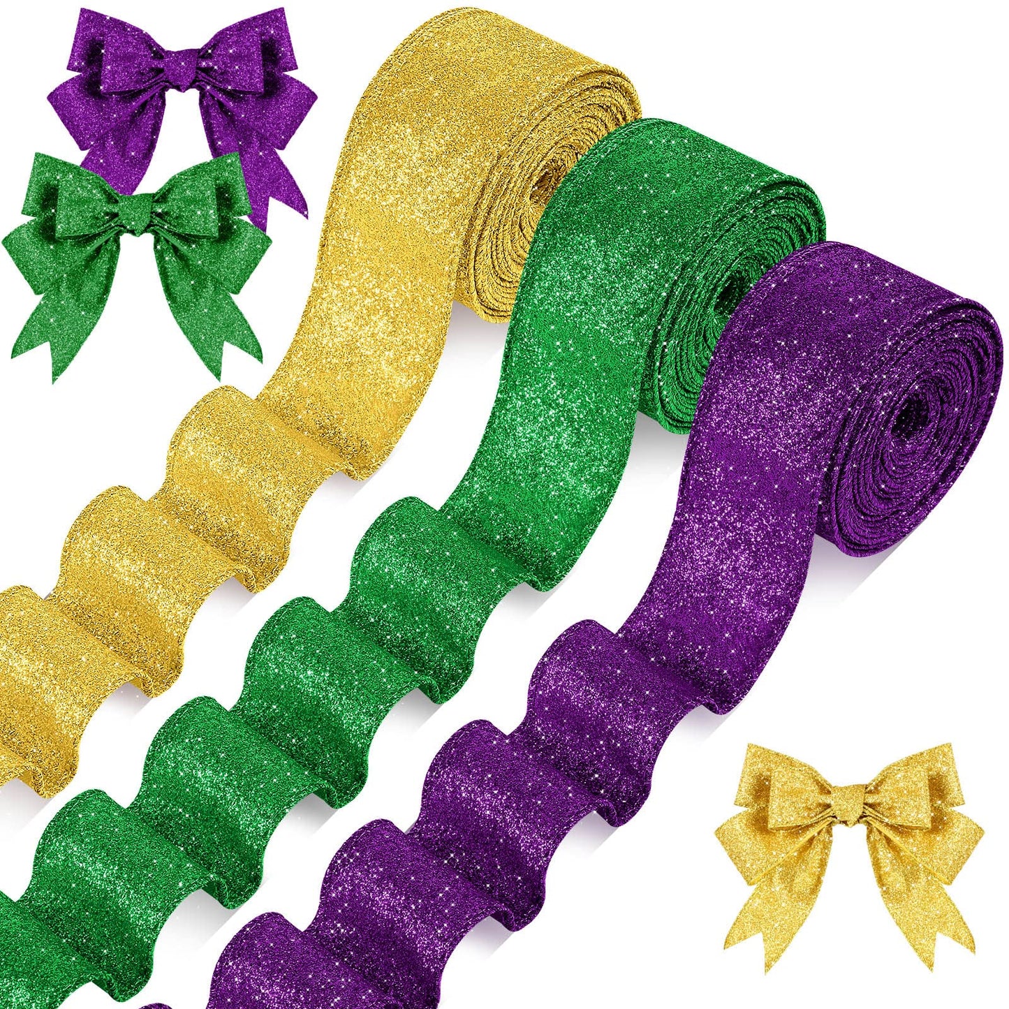 Mardi Gras Glitter Craft Ribbon