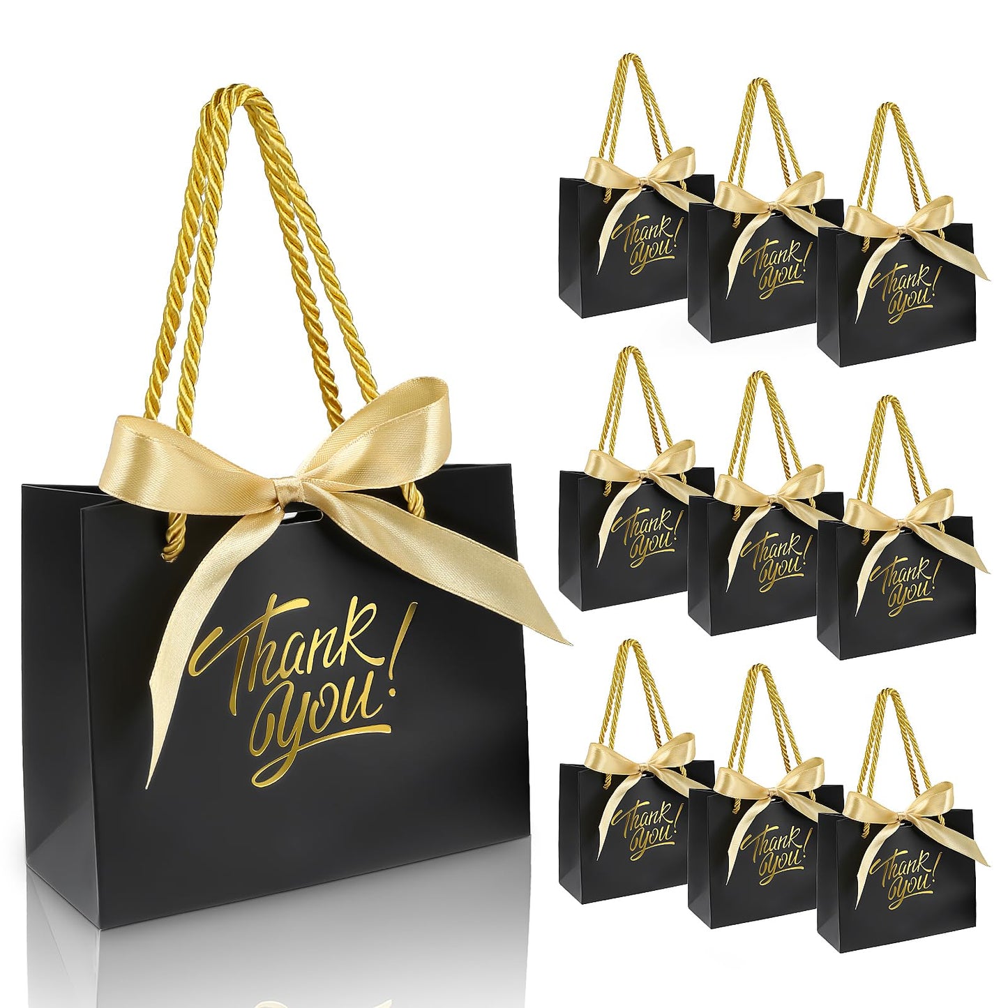 Small Thank You Gift Bags with Bow Ribbon – 60 Pack