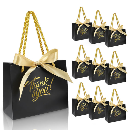 Small Thank You Gift Bags with Bow Ribbon – 60 Pack