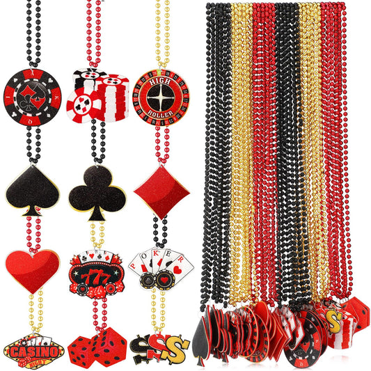 Casino Night Beaded Necklaces – 36 Pack, 12 Styles