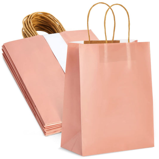 Rose Gold Paper Favor Bags - 15 ct