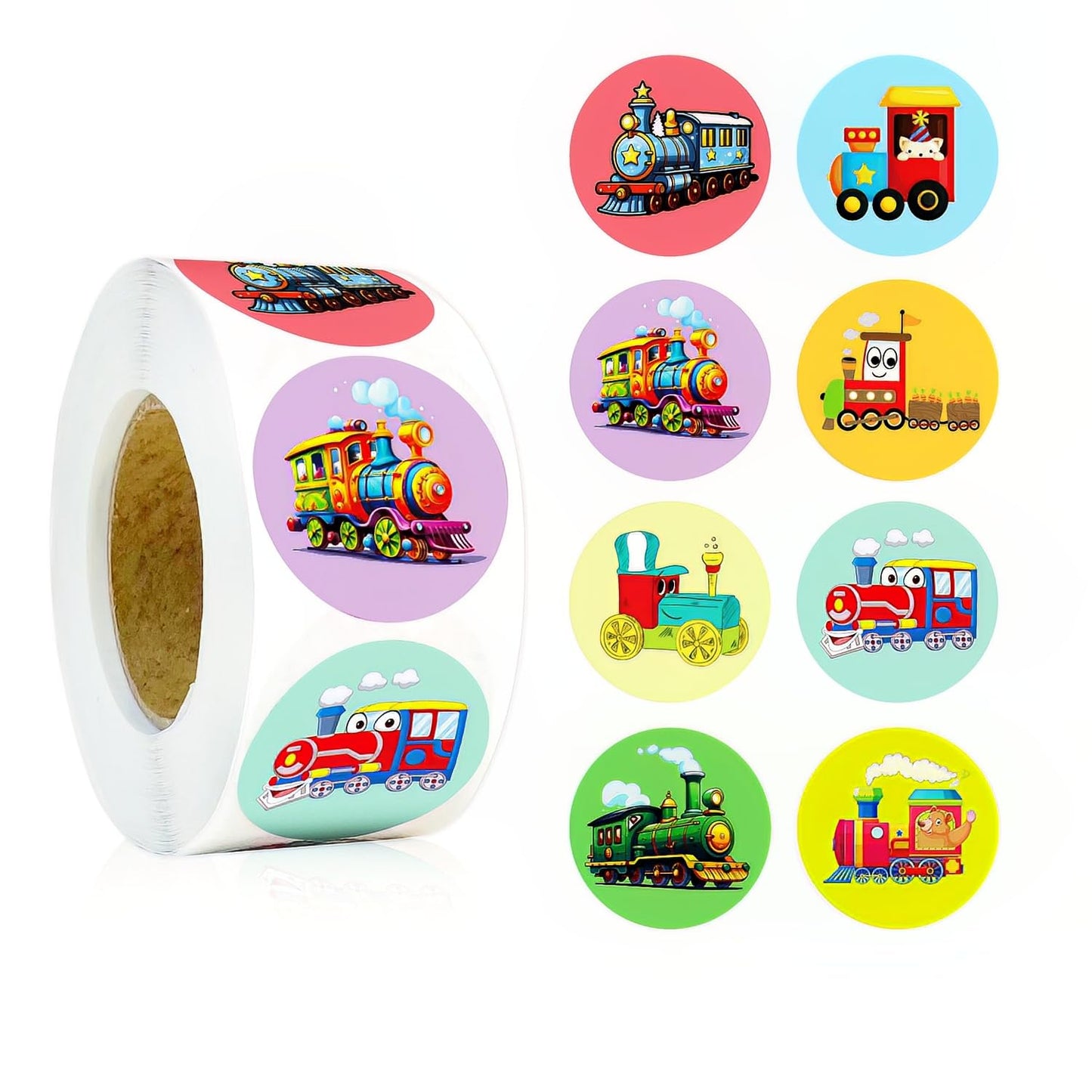 Cartoon Train Sticker Roll – 500 Pieces