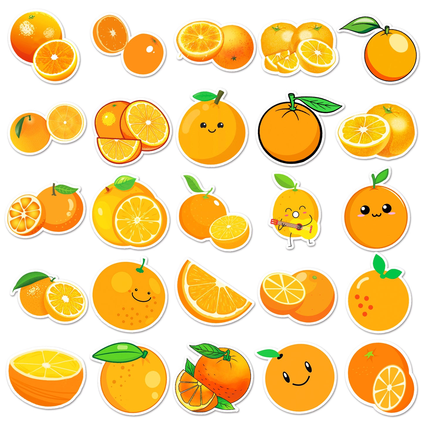 50 Orange Cartoon Fruit Stickers for DIY Projects