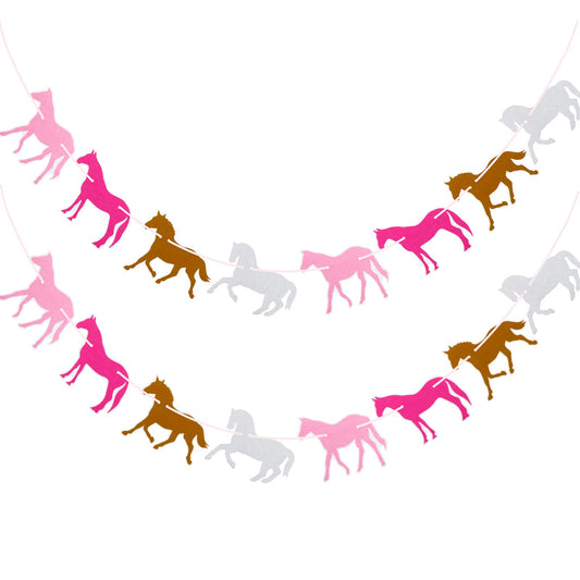 Pink Horse Banner Cowgirl Party Garland Decoration