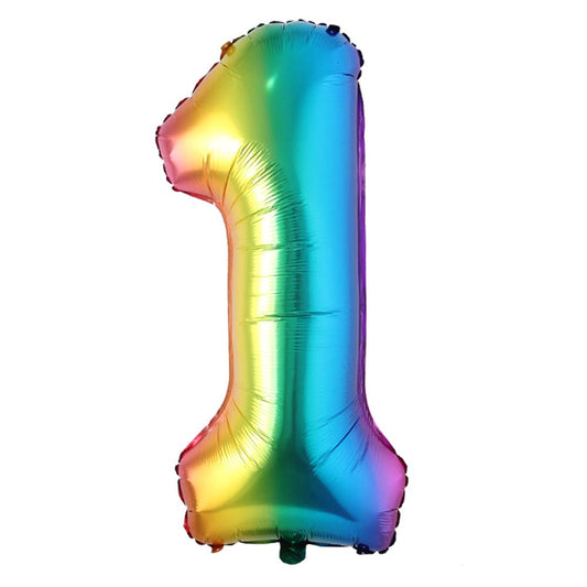 Rainbow Number 1 Giant Foil Birthday Balloon - 40 Inch