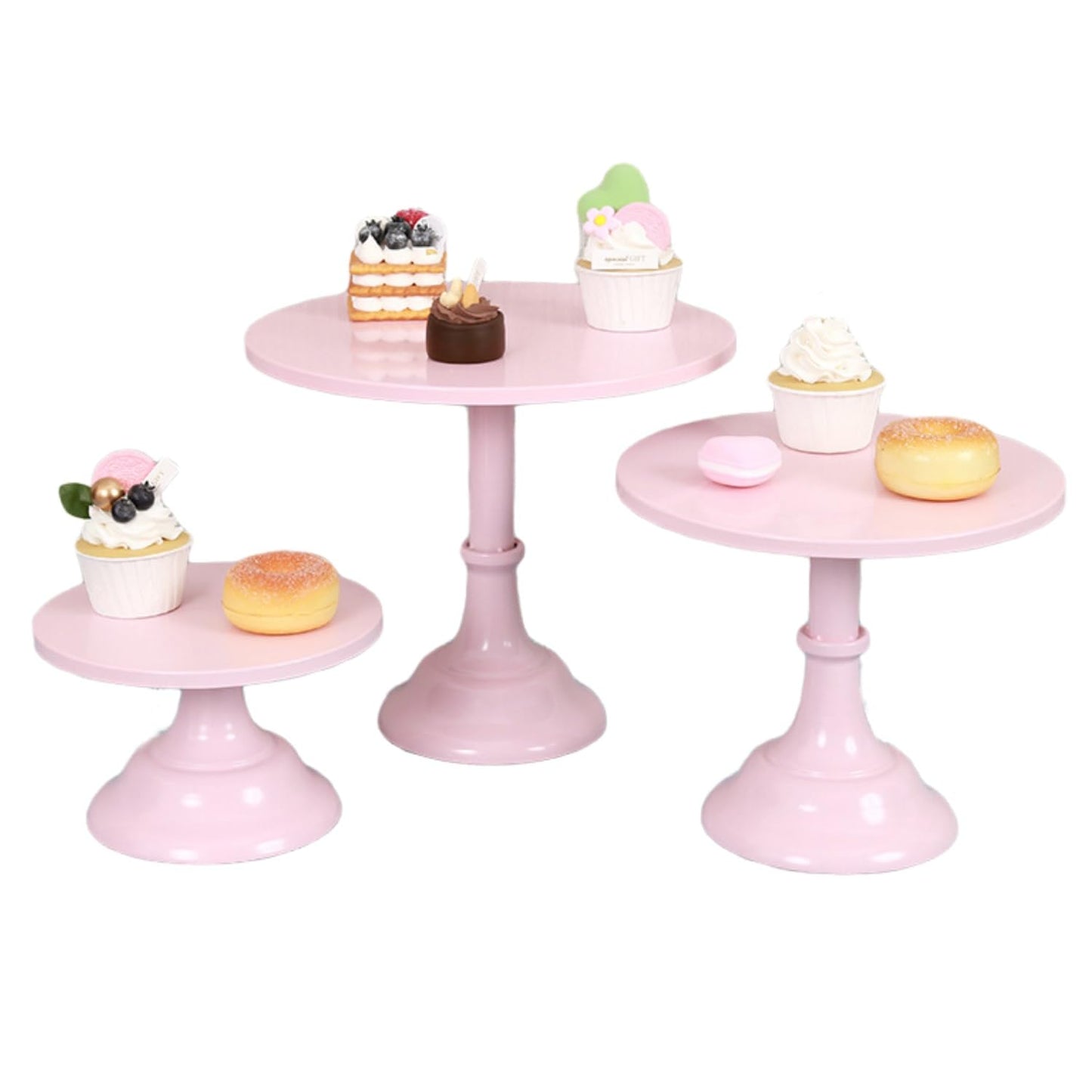 Pink Metal Cupcake & Dessert Stand Set – 3 Piece