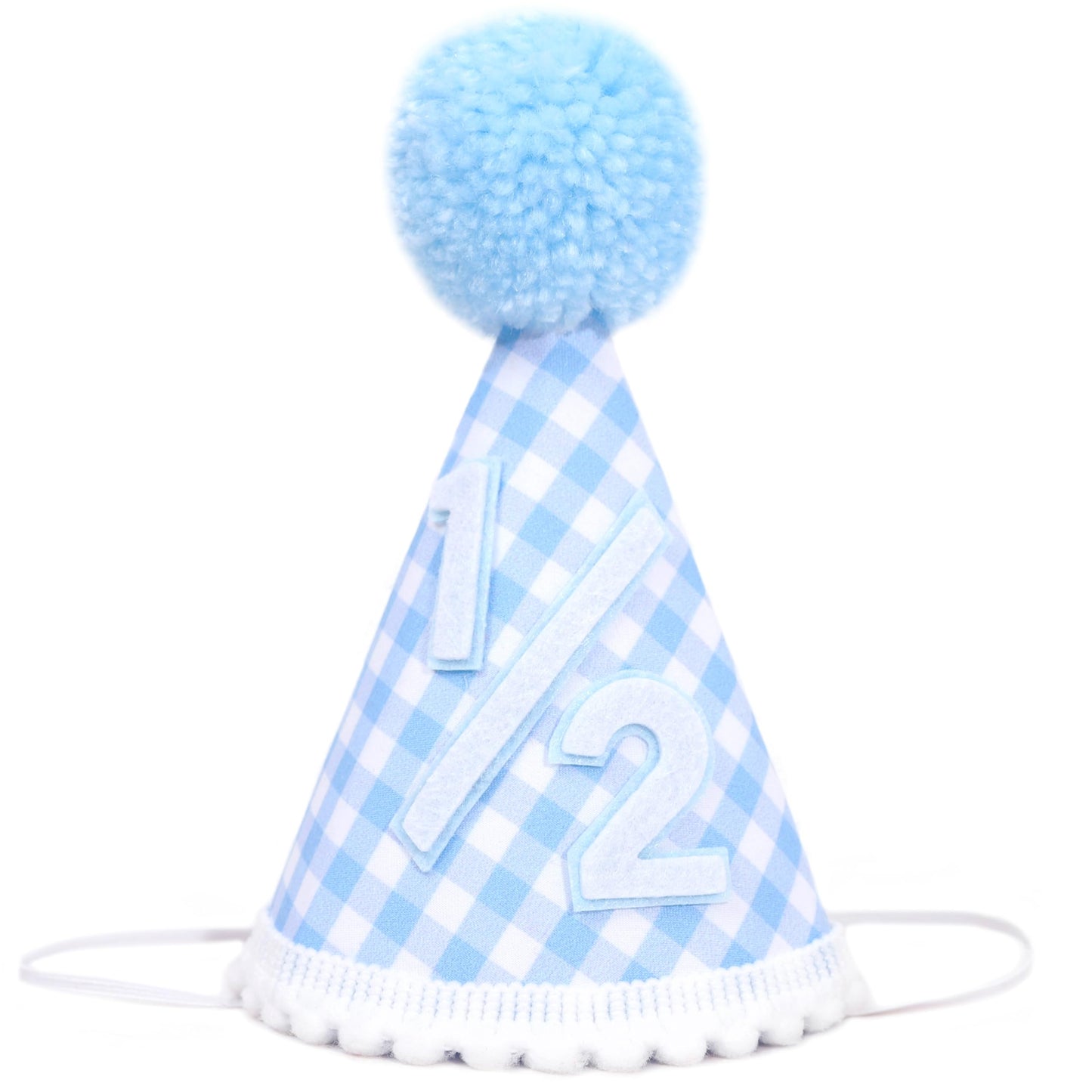 Light Blue Gingham 1/2 Birthday Crown – Boys Half Birthday Hat