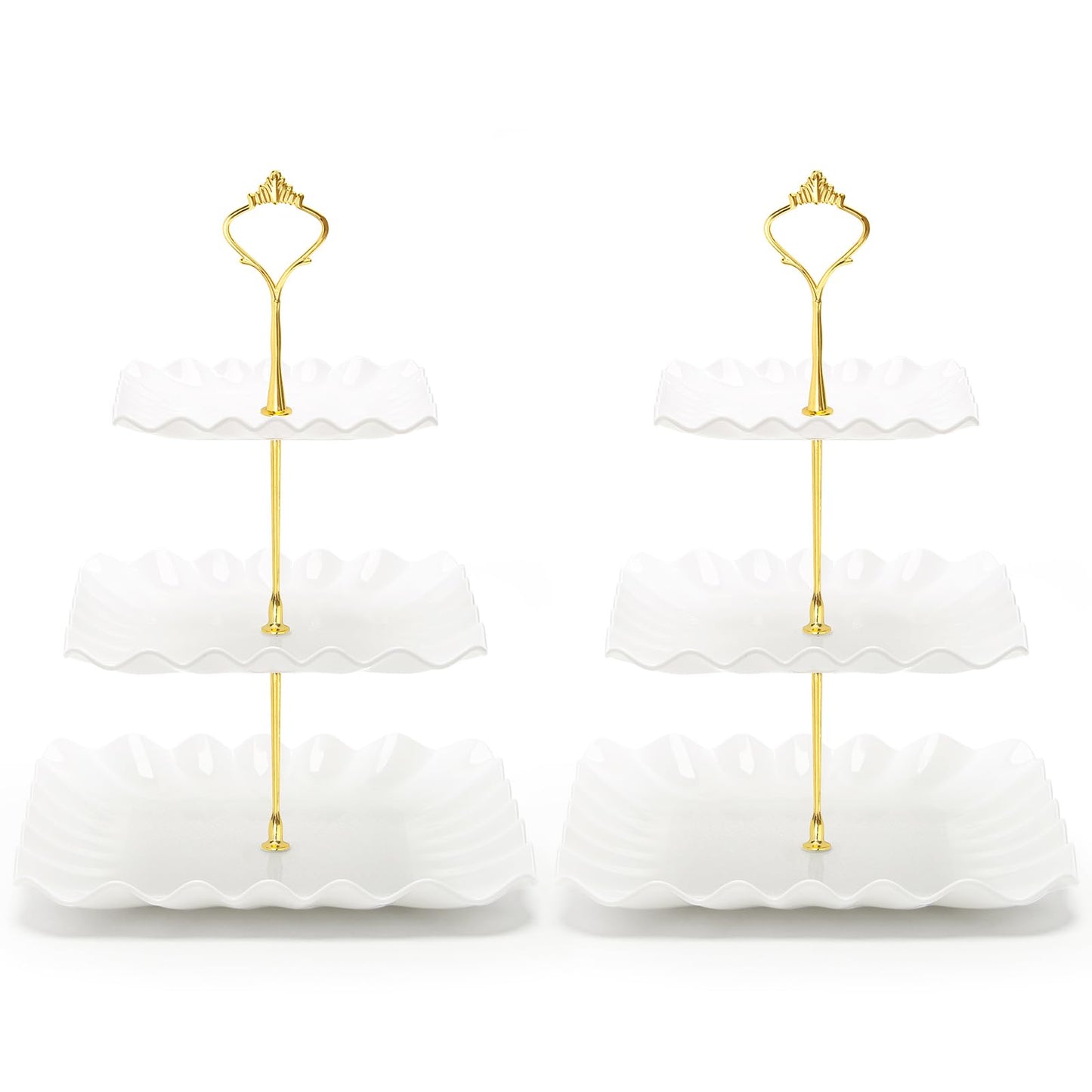 Coitak Plastic Cupcake Stands 3 Tier Cupcake Stand Dessert Tower Tray for Tea Party Baby Shower and Wedding (2 Pack)