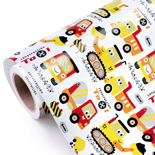 Construction Vehicle Wrapping Paper Roll – 17 Inch x 33 Feet