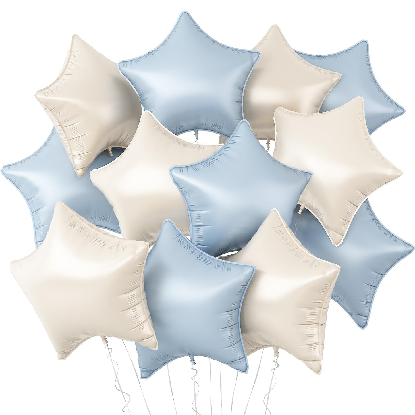 Blue White Star Balloons12Pcs Baby Blue White Star Shaped Foil Balloons18Inch Large Cream White Helium Mylar Balloon for Baby Shower Birthday Anniversary Party Decorations