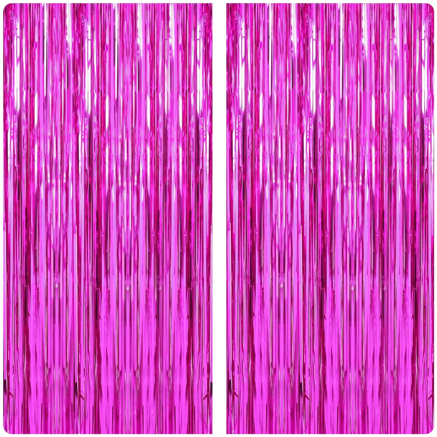 Hot Pink Foil Fringe Backdrop Curtains - 2 ct
