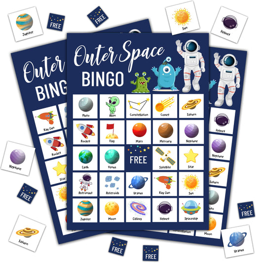 Outer Space Bingo Party Game - 24 Players