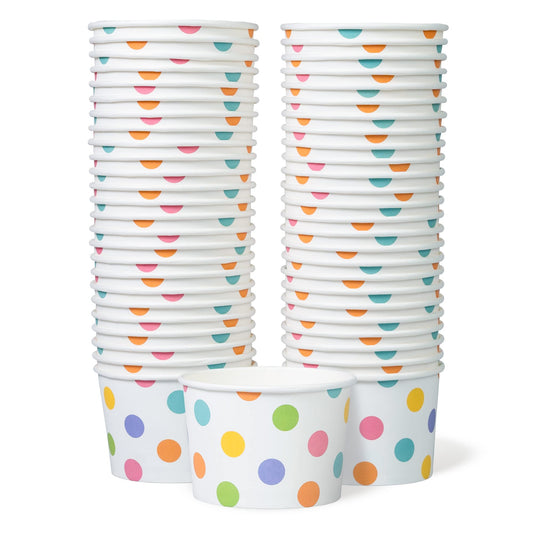 Pastel Polka Dot Disposable Dessert Bowls 9oz - 50 ct