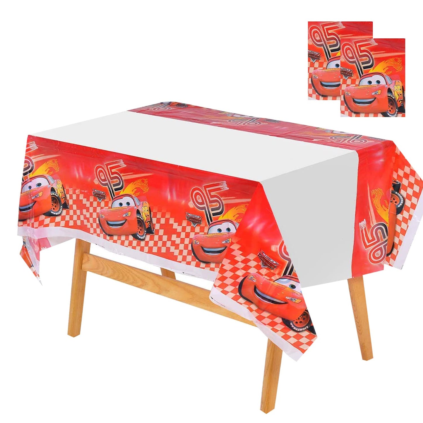 Animated Racing Car Character Plastic Tablecloth – 2 Pack