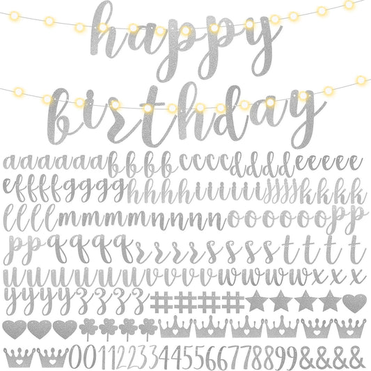 Silver Glitter DIY Customisable Banner Kit – 167 Pieces