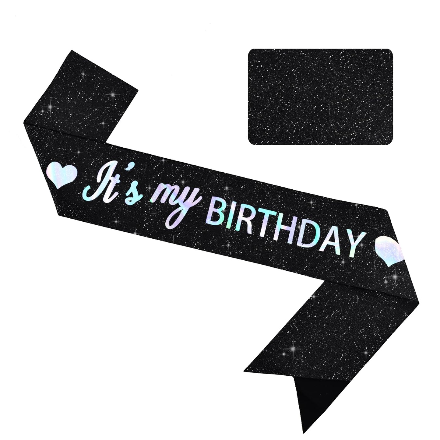 It's My Birthday Glitter Sash – Iridescent Black