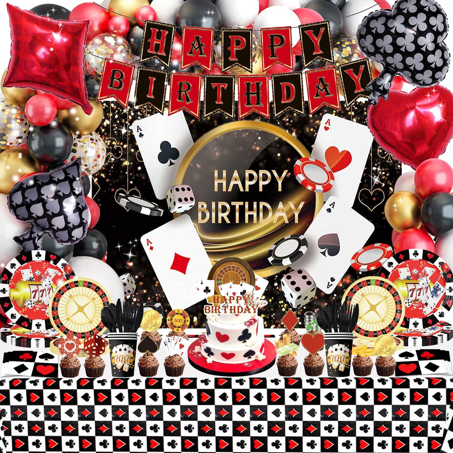 Casino Birthday Party Decoration Set – 191 Piece Complete Bundle