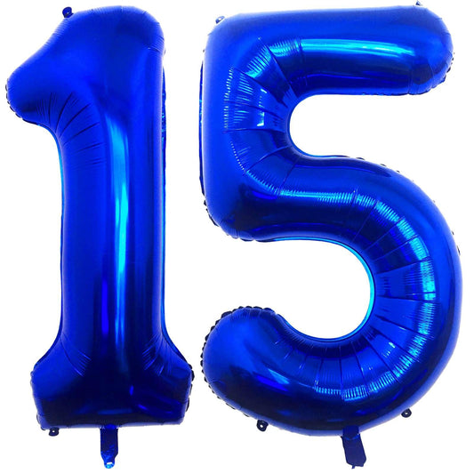 Navy Blue Number 15 Foil Balloon Decoration Set