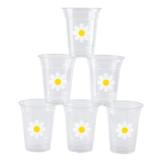 Daisy Boho Groovy Disposable Plastic Party Cups 12oz – 100 Pack