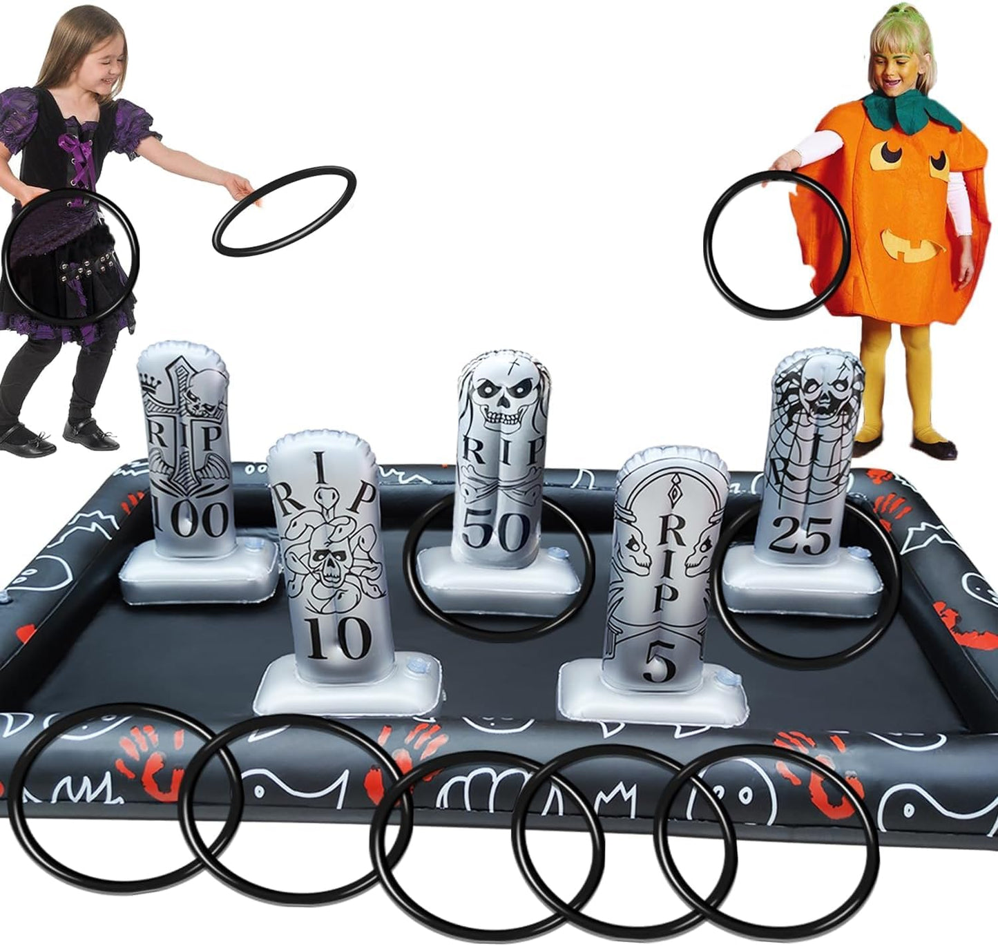 Inflatable Tombstone Ring Toss Game Halloween Party Outdoor Fun