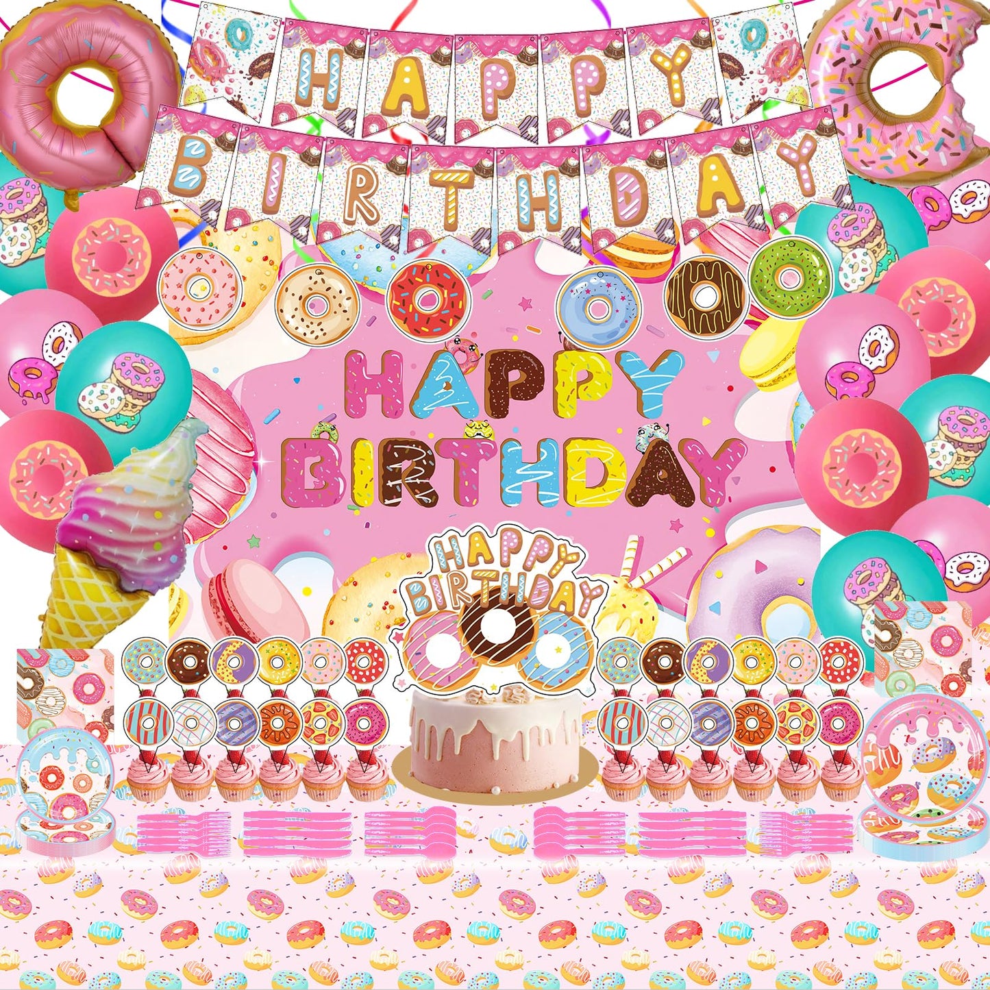 Donut Sweets Birthday Party Decoration Set – Complete Bundle