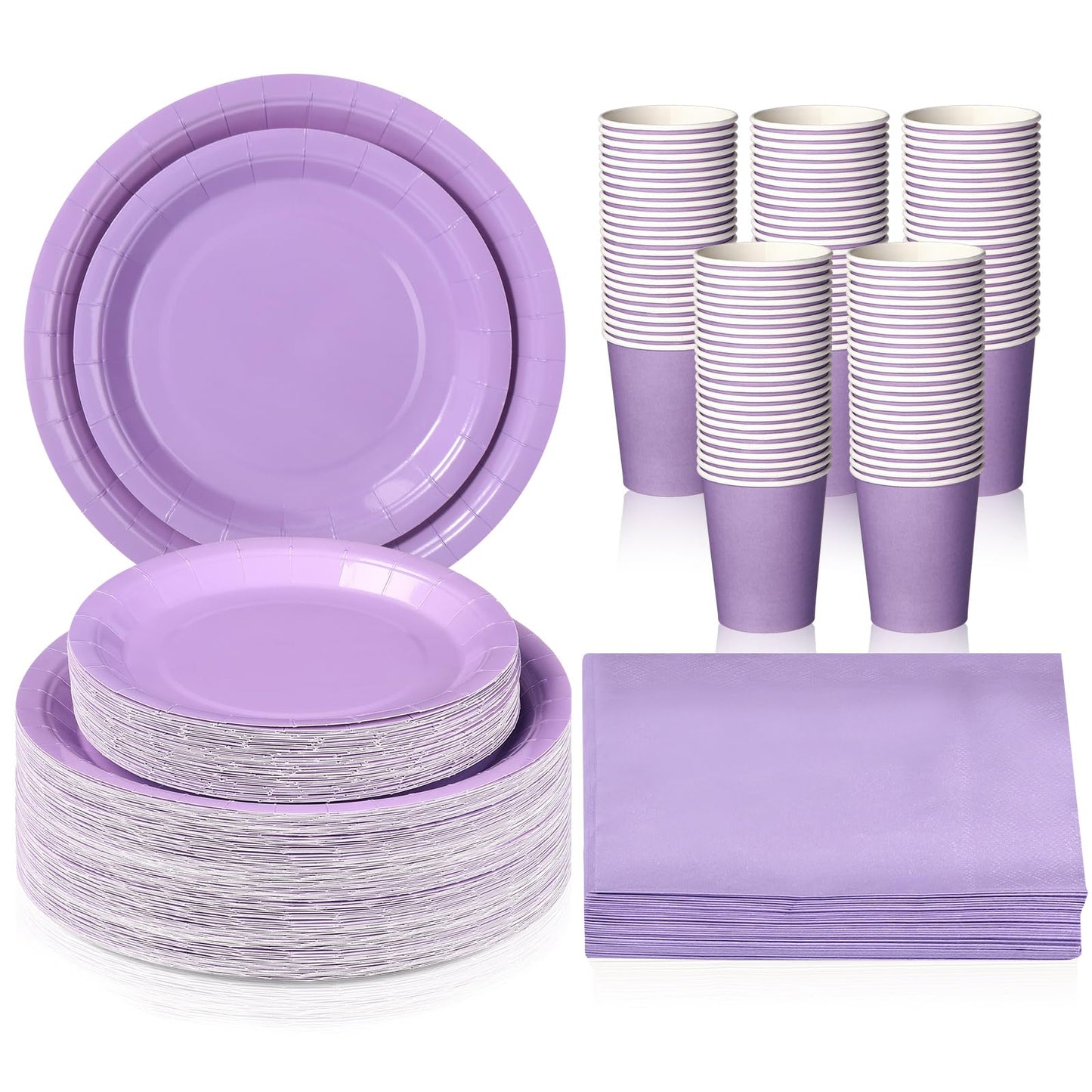 Lavender Purple Party Dinnerware Set - 200 ct, 50 Guests