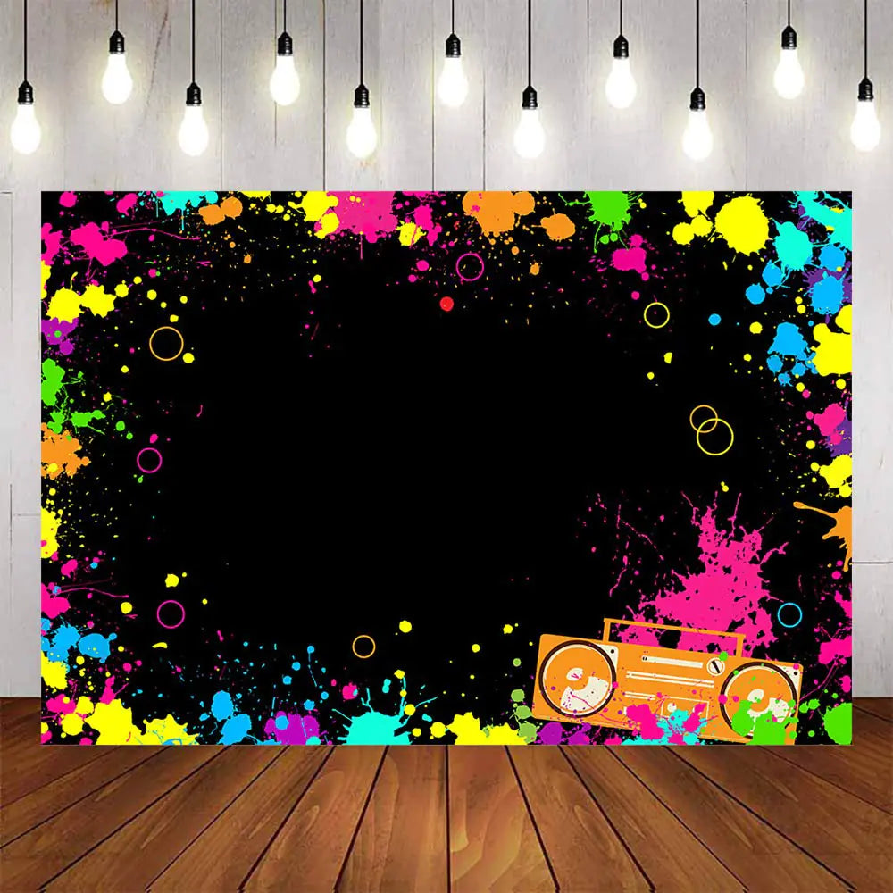 Let's Glow Neon Party Backdrop – 5 x 3 Ft