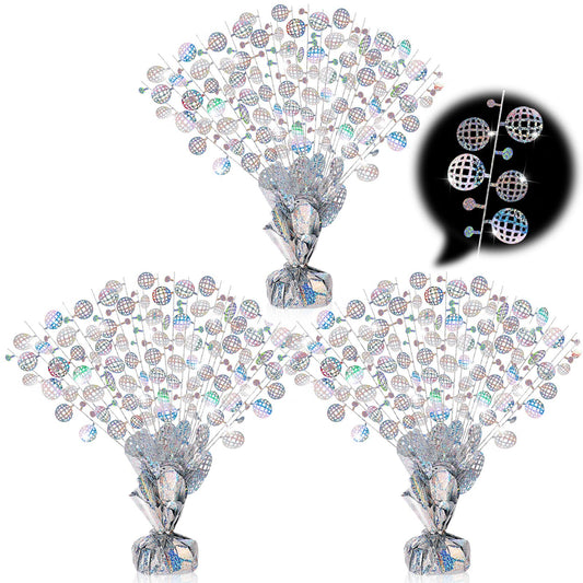 Silver Disco Ball Foil Spray Table Centrepieces – 3 Pack