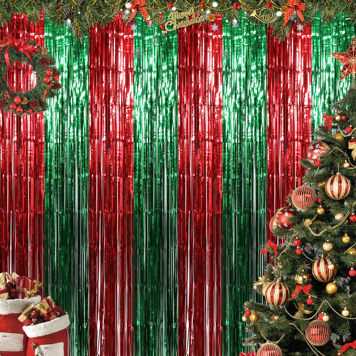 Christmas Metallic Foil Fringe Curtains