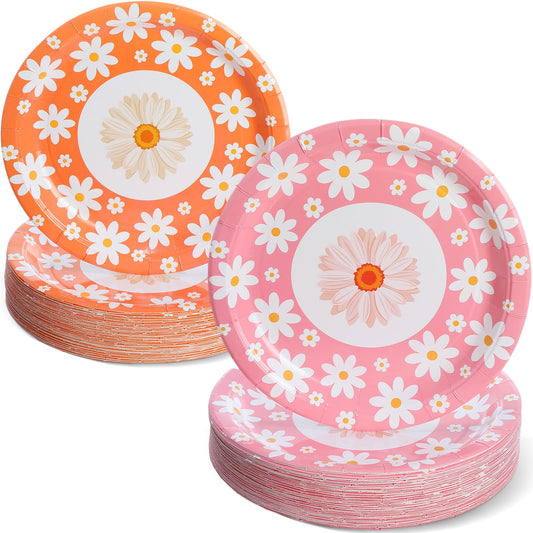 Retro Daisy Disposable Dinner Party Plates