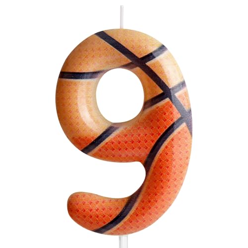 Basketball Number 9 Birthday Cake Candle