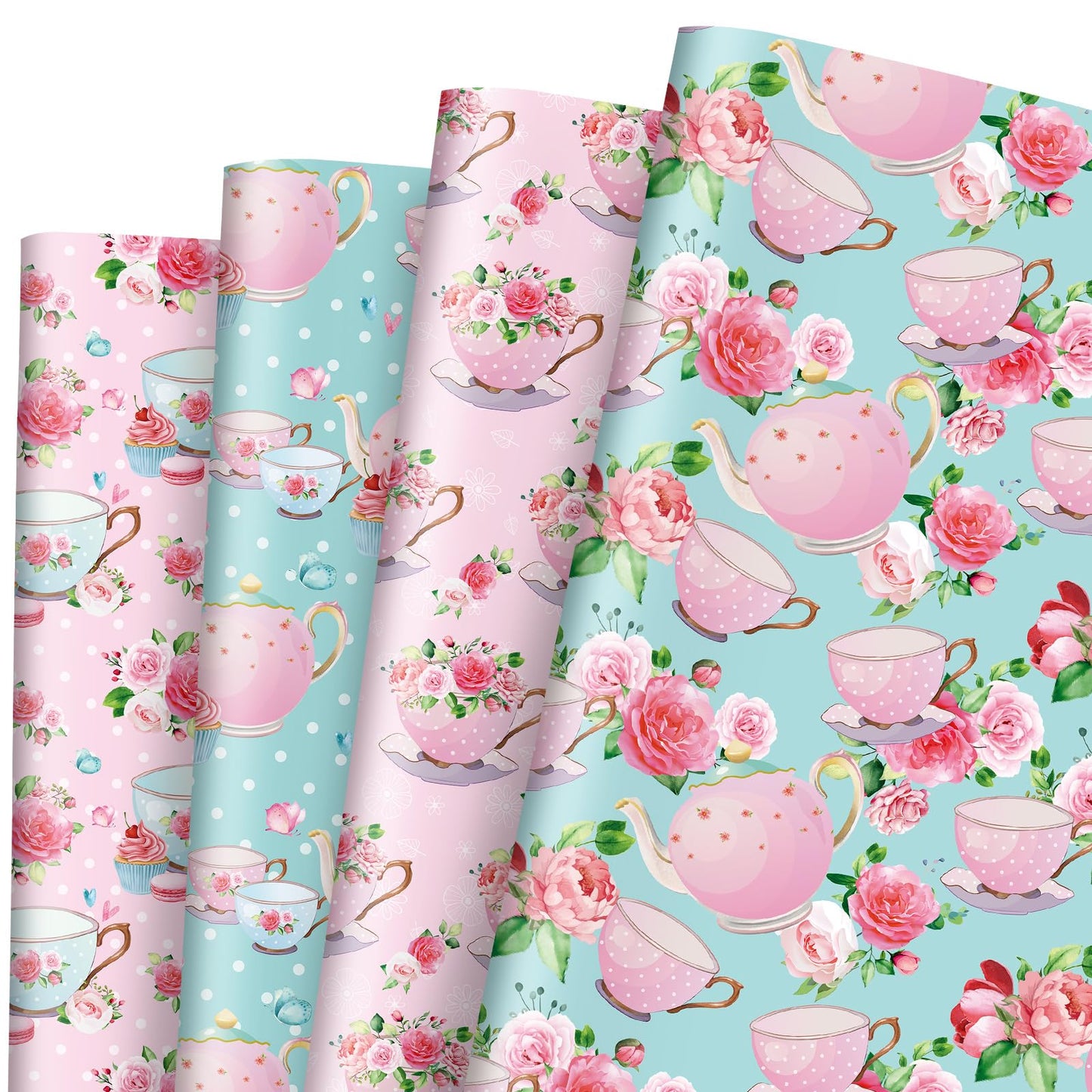 Tea Party Floral Wrapping Paper Sheets